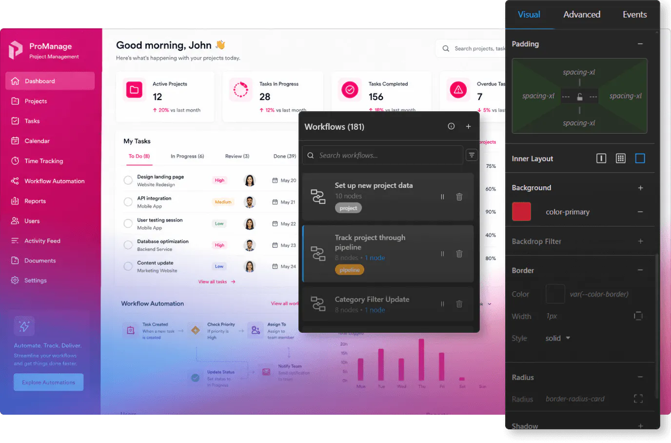 Project management platform workflows and AI assistant image